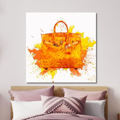 Quadro Borsa Arancione Stile Arte Moderna Fashion fsn5 quadro stampato su tela