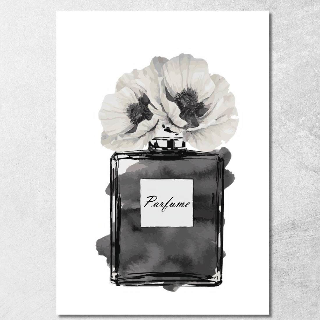 Quadro Bottiglia Di Profumo Nera Con Fiori Vintage Fashion fsn8 quadro stampato su tela Quadro Bottiglia Di Profumo Nera Con Fiori Vintage Fashion fsn8 quadro stampato su tela