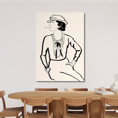 Quadro Coco Chanel Retrò Elegante Disegno In Bianco E Nero Fashion fsn12 quadro stampato su tela