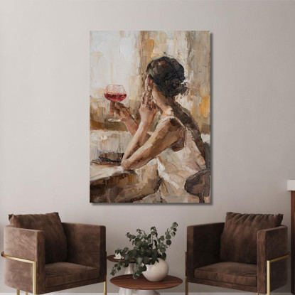 Quadro Donna Con Calice Di Vino Rosso Fashion fsn27 quadro stampato su tela