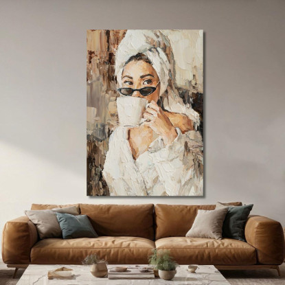 Quadro Donna Con Turbante Bianco E Occhiali Da Sole Fashion fsn31 quadro stampato su tela