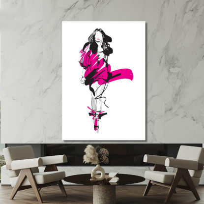 Quadro Figura Di Donna Con Abito Fucsia Astratto Fashion fsn51 quadro stampato su tela