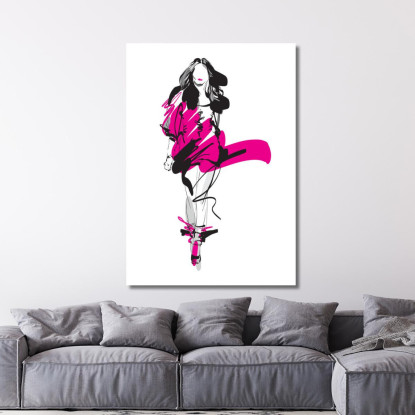 Quadro Figura Di Donna Con Abito Fucsia Astratto Fashion fsn51 quadro stampato su tela