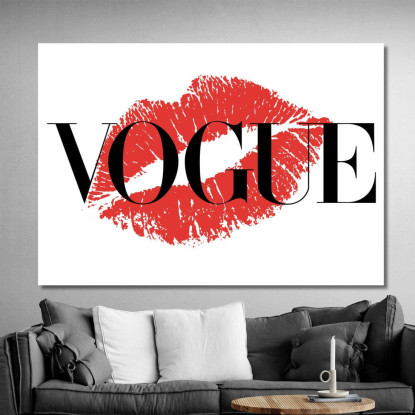 Quadro Illustrazione Labbra Rosse Vogue Fashion fsn52 quadro stampato su tela