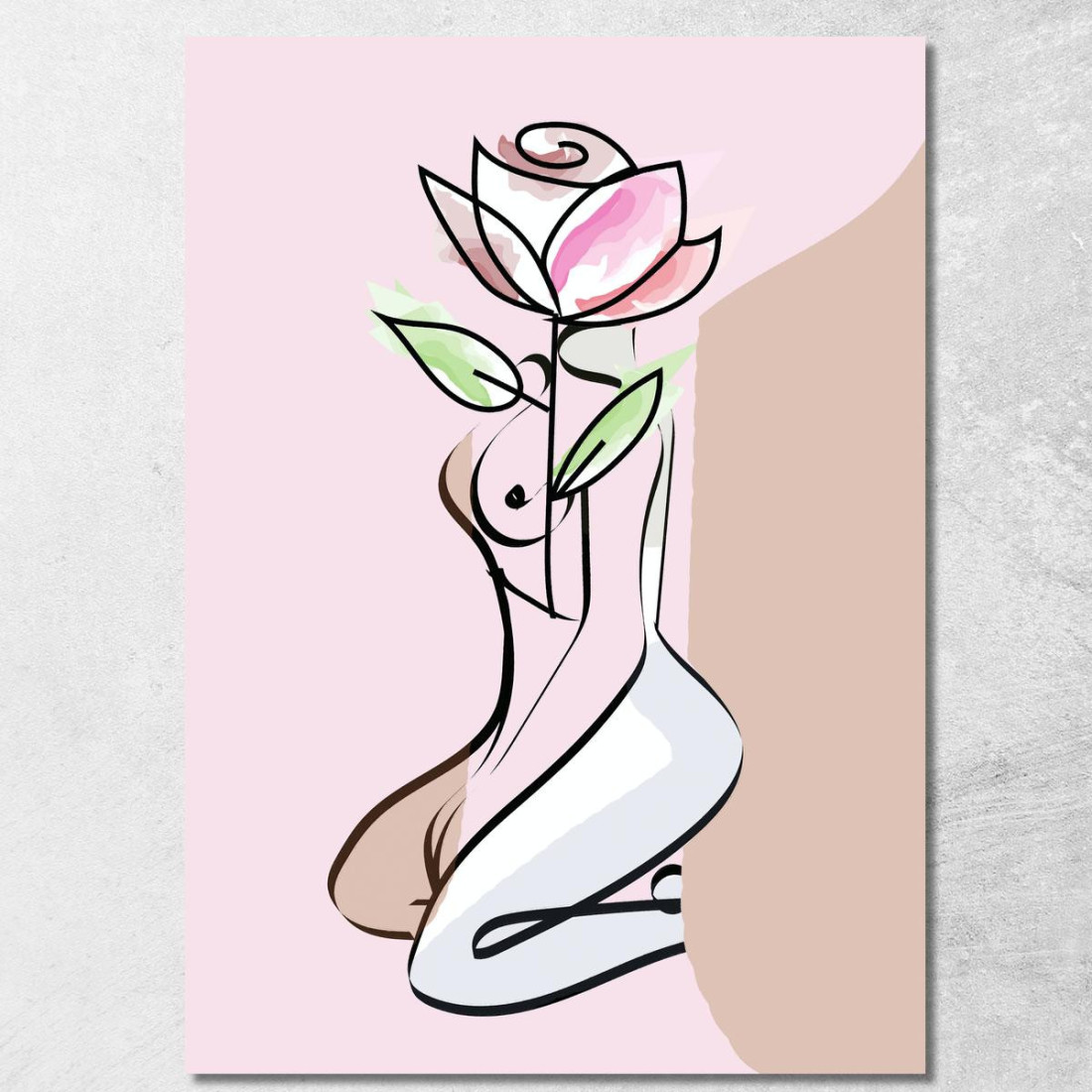 Quadro Minimalista Donna Fiore Rosa Fashion fsn57 quadro stampato su tela