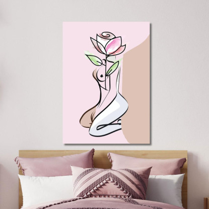 Quadro Minimalista Donna Fiore Rosa Fashion fsn57 quadro stampato su tela