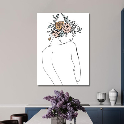 Quadro Minimalista Silhouette Donna Fiori Delicati Fashion fsn58 quadro stampato su tela