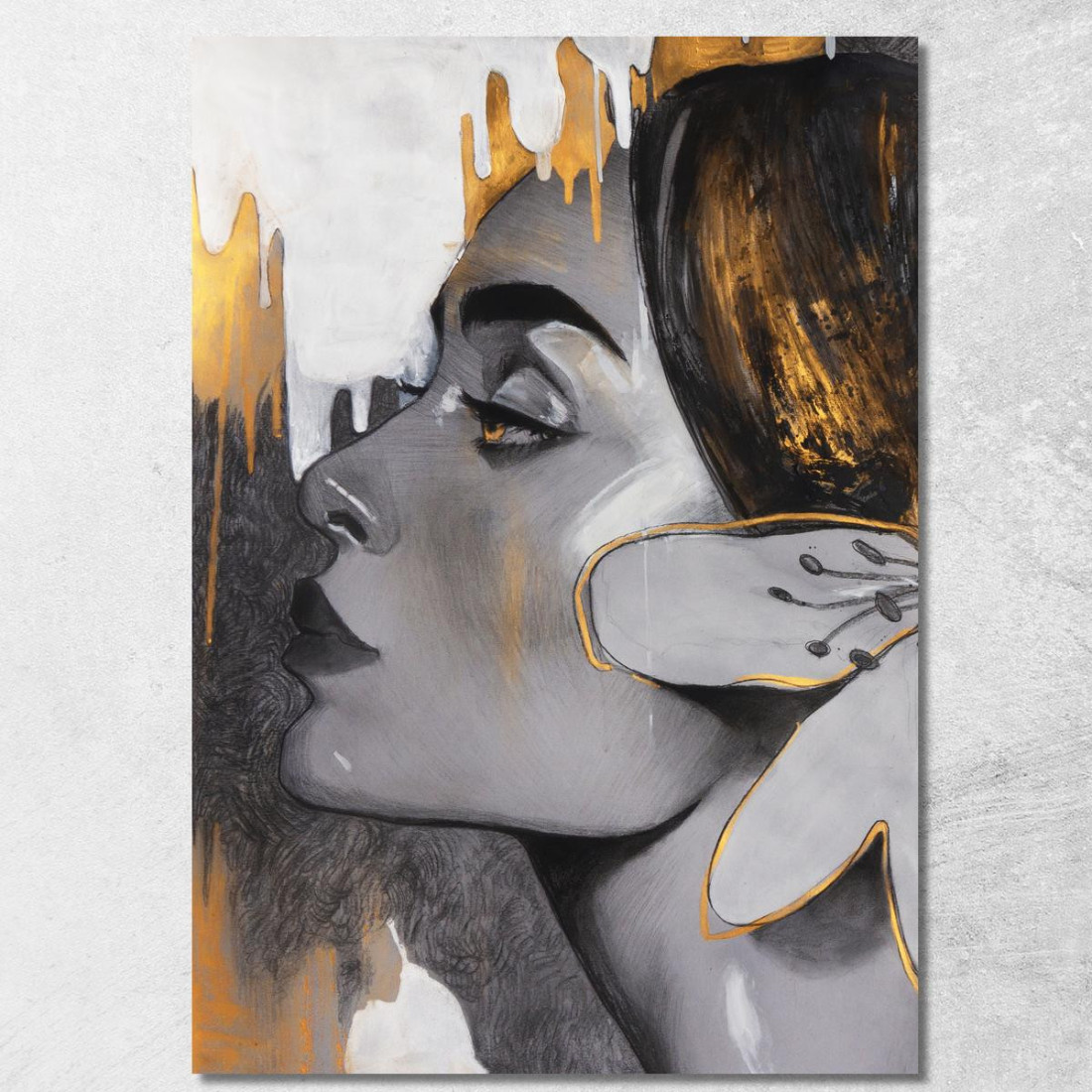 Quadro Profilo Donna Con Dettagli Dorati Fashion fsn62 quadro stampato su tela Quadro Profilo Donna Con Dettagli Dorati Fashion fsn62 quadro stampato su tela