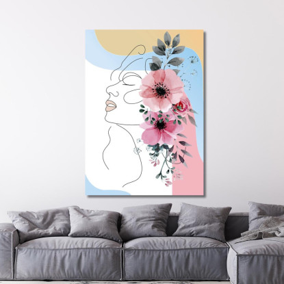 Quadro Profilo Femminile Fiori Acquerello Fashion fsn64 quadro stampato su tela