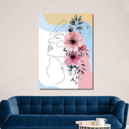 Quadro Profilo Femminile Fiori Acquerello Fashion fsn64 quadro stampato su tela