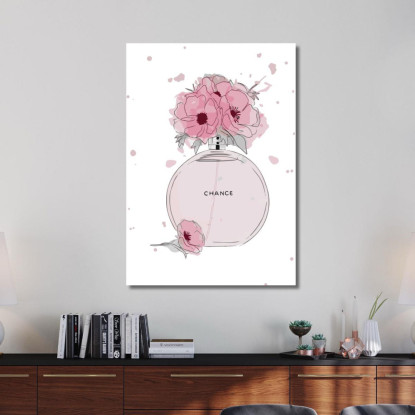 Quadro Profumo Con Fiori Rosa E Sfondo Bianco Fashion fsn67 quadro stampato su tela