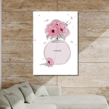 Quadro Profumo Con Fiori Rosa E Sfondo Bianco Fashion fsn67 quadro stampato su tela