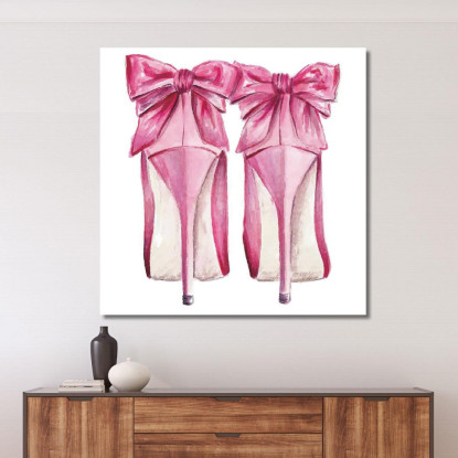 Quadro Scarpe Col Fiocco Rosa Fashion fsn85 quadro stampato su tela