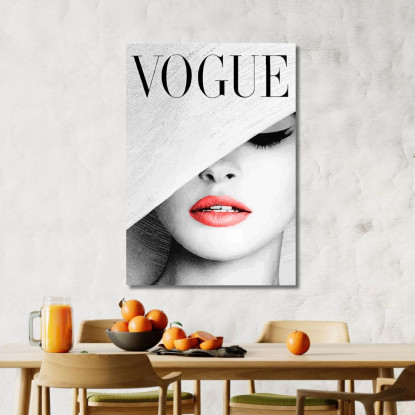 Quadro Volto Femminile Coperto Da Cappello Vogue Fashion fsn93 quadro stampato su tela