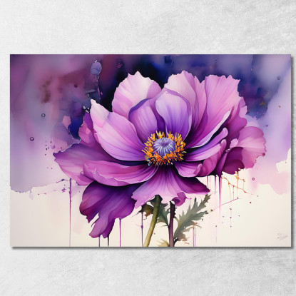 Quadro Acquerello Fiore Viola Quadro Moderno Fiori Astratti flp1 quadro stampato su tela