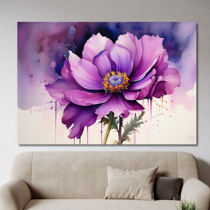 Quadro Acquerello Fiore Viola Quadro Moderno Fiori Astratti flp1 quadro stampato su tela