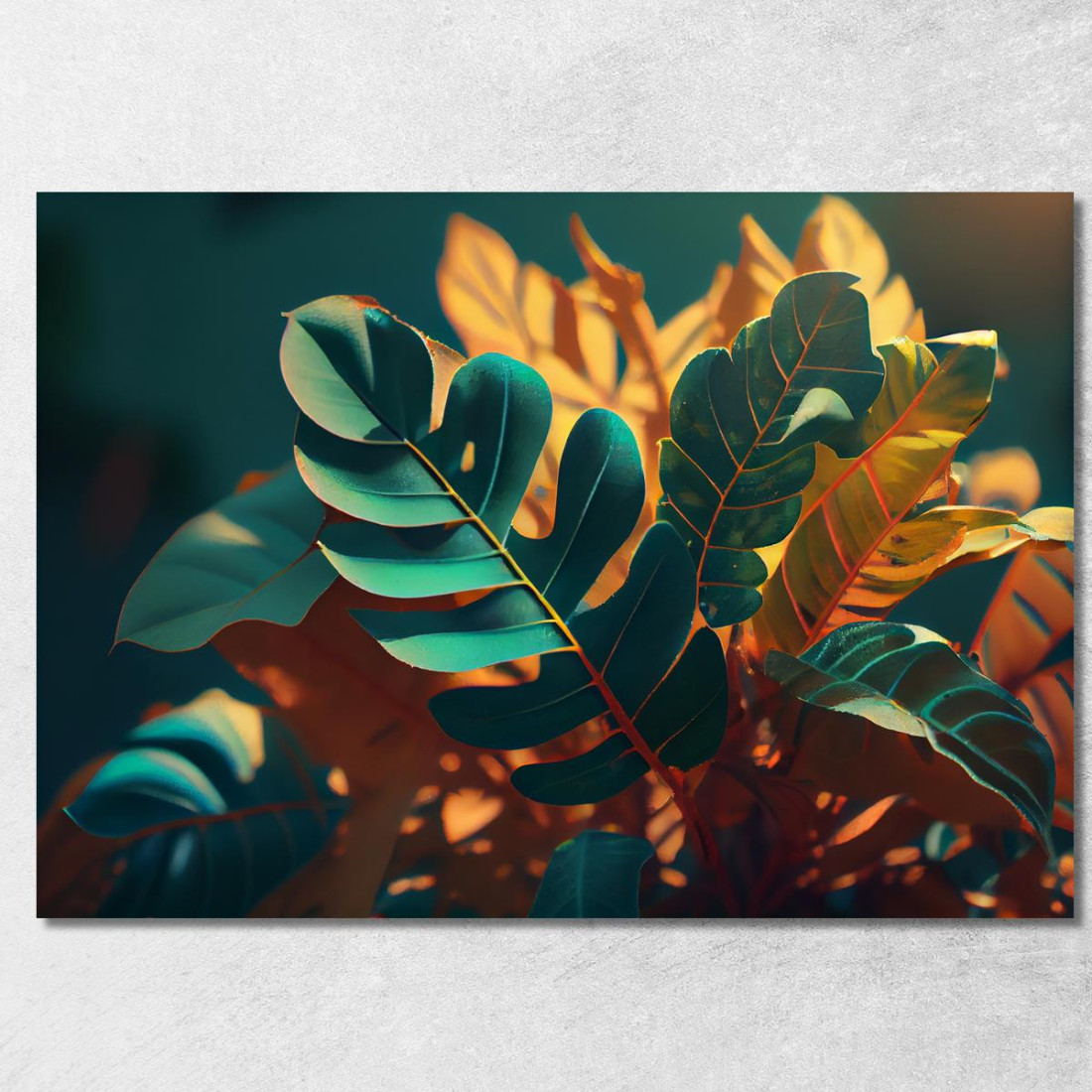 Quadro Con Foglie Tropicali Illuminate Da Luce Calda Quadro Moderno Fiori Astratti flp9 quadro stampato su tela Quadro Con Foglie Tropicali Illuminate Da Luce Calda Quadro Moderno Fiori Astratti flp9 quadro stampato su tela