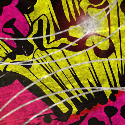 Quadro Fiore Fucsia E Giallo Astratto Su Blu Quadro Moderno Fiori Astratti flp13 quadro stampato su tela