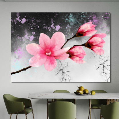 Quadro Fiore Rosa Sfondo Astratto Moderno Quadro Moderno Fiori Astratti flp15 quadro stampato su tela