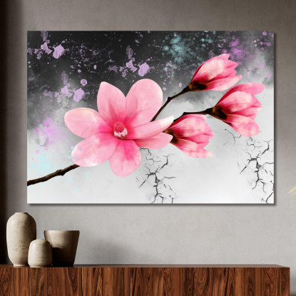 Quadro Fiore Rosa Sfondo Astratto Moderno Quadro Moderno Fiori Astratti flp15 quadro stampato su tela