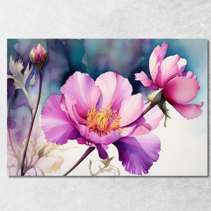 Quadro Fiore Viola Elegante Con Sfumature Pastello Quadro Moderno Fiori Astratti flp17 quadro stampato su tela