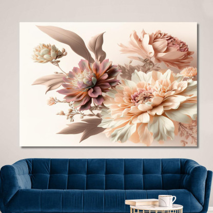 Quadro Fiori Rosa E Beige Acquerello Vintage Quadro Moderno Fiori Astratti flp21 quadro stampato su tela