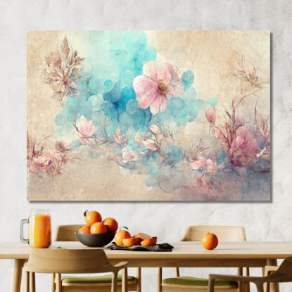 Quadro Fiori Rosa In Stile Acquerello Quadro Moderno Fiori Astratti flp22 quadro stampato su tela