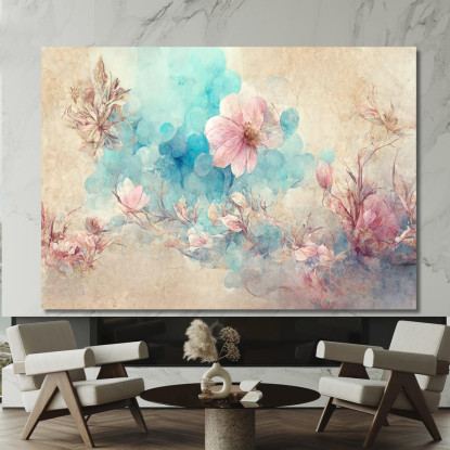 Quadro Fiori Rosa In Stile Acquerello Quadro Moderno Fiori Astratti flp22 quadro stampato su tela