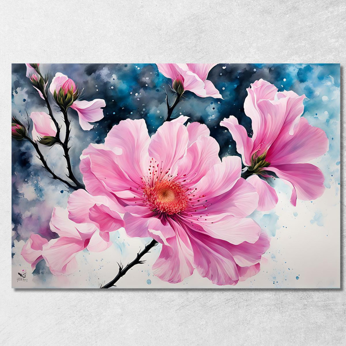 Quadro Magnolia Rosa Con Dettagli Astratti Quadro Moderno Fiori Astratti flp27 quadro stampato su tela Quadro Magnolia Rosa Con Dettagli Astratti Quadro Moderno Fiori Astratti flp27 quadro stampato su tela