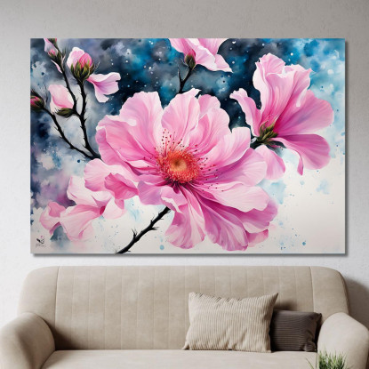 Quadro Magnolia Rosa Con Dettagli Astratti Quadro Moderno Fiori Astratti flp27 quadro stampato su tela