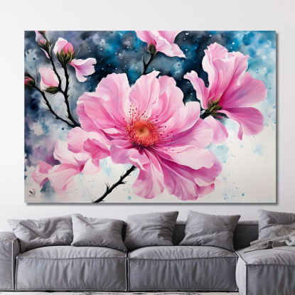 Quadro Magnolia Rosa Con Dettagli Astratti Quadro Moderno Fiori Astratti flp27 quadro stampato su tela