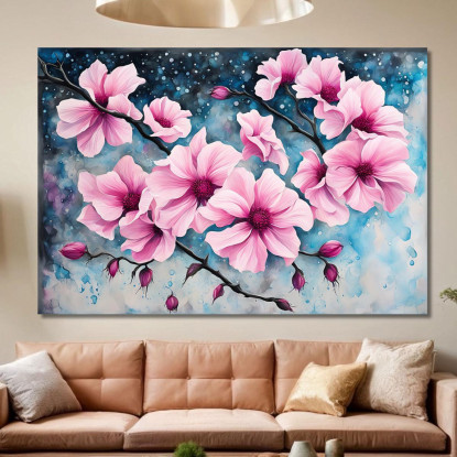 Quadro Magnolie Rosa Su Sfondo Astratto Quadro Moderno Fiori Astratti flp28 quadro stampato su tela