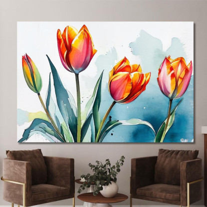 Quadro Tulipani Arancioni E Rosa Quadro Moderno Fiori Astratti flp39 quadro stampato su tela