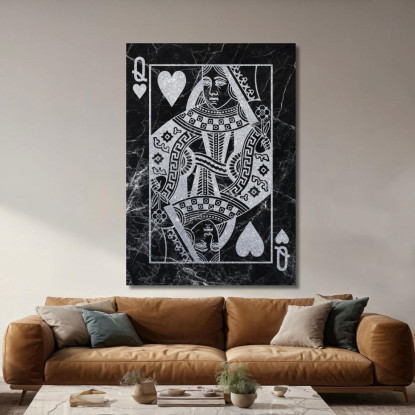 Quadro Carte Da Gioco Regina Di Cuori Argento plc11 quadro stampato su tela