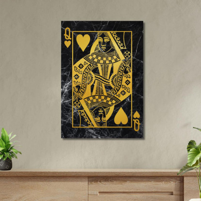 Quadro Carte Da Gioco Regina Di Cuori Oro plc12 quadro stampato su tela