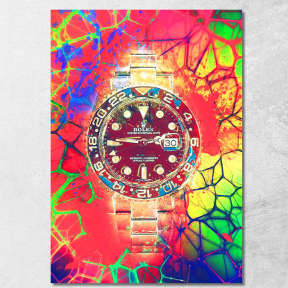 Quadro Moderno Orologio Rainbow Time Gmt Master Ii rlx1 quadro stampato su tela