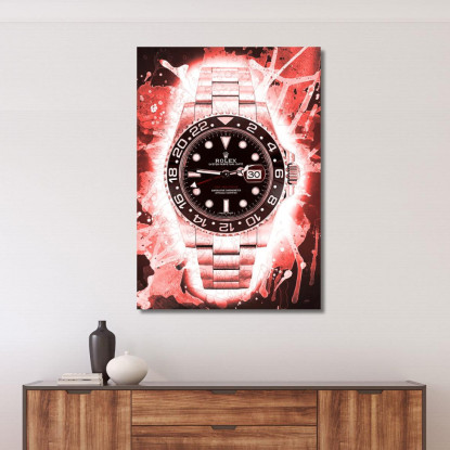 Quadro Moderno Orologio Red Blur Gmt rlx4 quadro stampato su tela