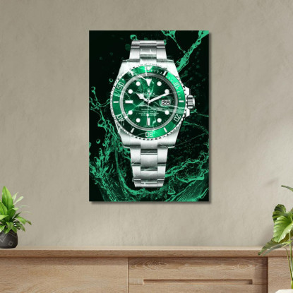 Quadro Moderno Orologio Submariner Acqua Verde rlx21 quadro stampato su tela