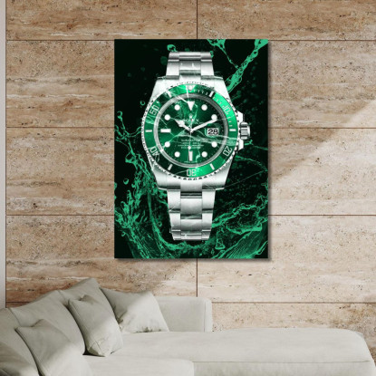 Quadro Moderno Orologio Submariner Acqua Verde rlx21 quadro stampato su tela