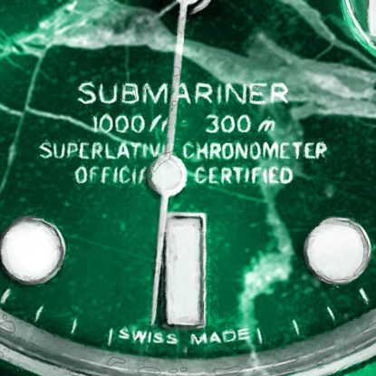 Quadro Moderno Orologio Submariner Acqua Verde rlx21 quadro stampato su tela