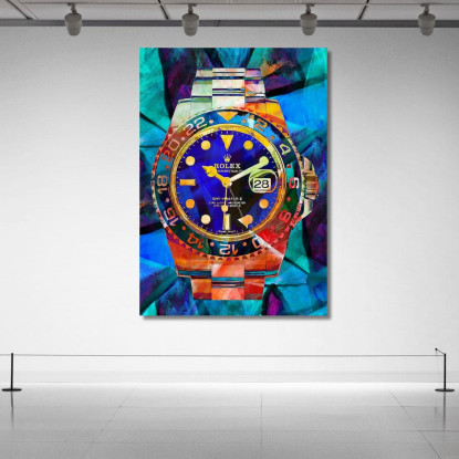 Quadro Moderno Orologio Gmt Master Colorato rlx23 quadro stampato su tela