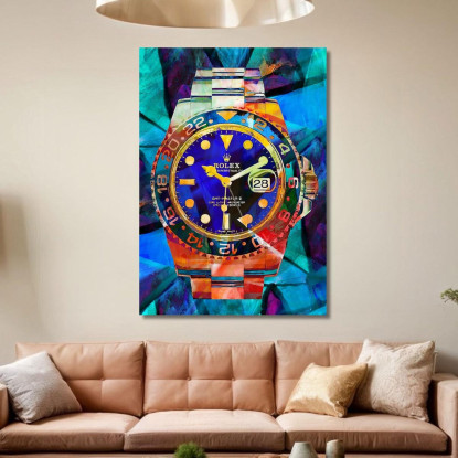 Quadro Moderno Orologio Gmt Master Colorato rlx23 quadro stampato su tela