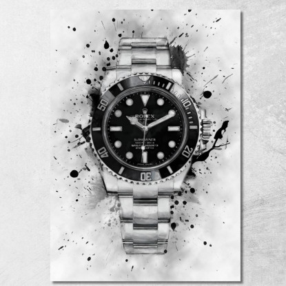 Quadro Moderno Orologio Submariner Esplosione In Bianco E Nero rlx24 quadro stampato su tela