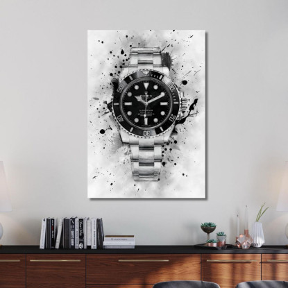 Quadro Moderno Orologio Submariner Esplosione In Bianco E Nero rlx24 quadro stampato su tela