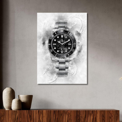 Quadro Moderno Orologio Submariner Sfumature Di Grigio rlx28 quadro stampato su tela