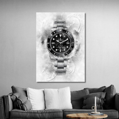 Quadro Moderno Orologio Submariner Sfumature Di Grigio rlx28 quadro stampato su tela