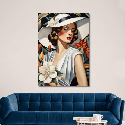 Musa Fiorita Stile Tamara de Lempicka ilmt1 quadro stampato su tela