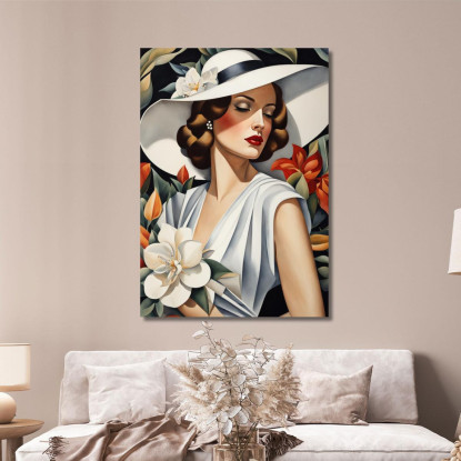 Musa Fiorita Stile Tamara de Lempicka ilmt1 quadro stampato su tela