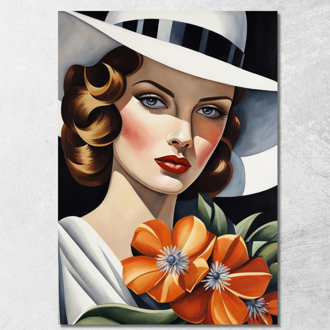 Fioritura Cremisi Stile Tamara de Lempicka ilmt2 quadro stampato su tela Fioritura Cremisi Stile Tamara de Lempicka ilmt2 quadro stampato su tela