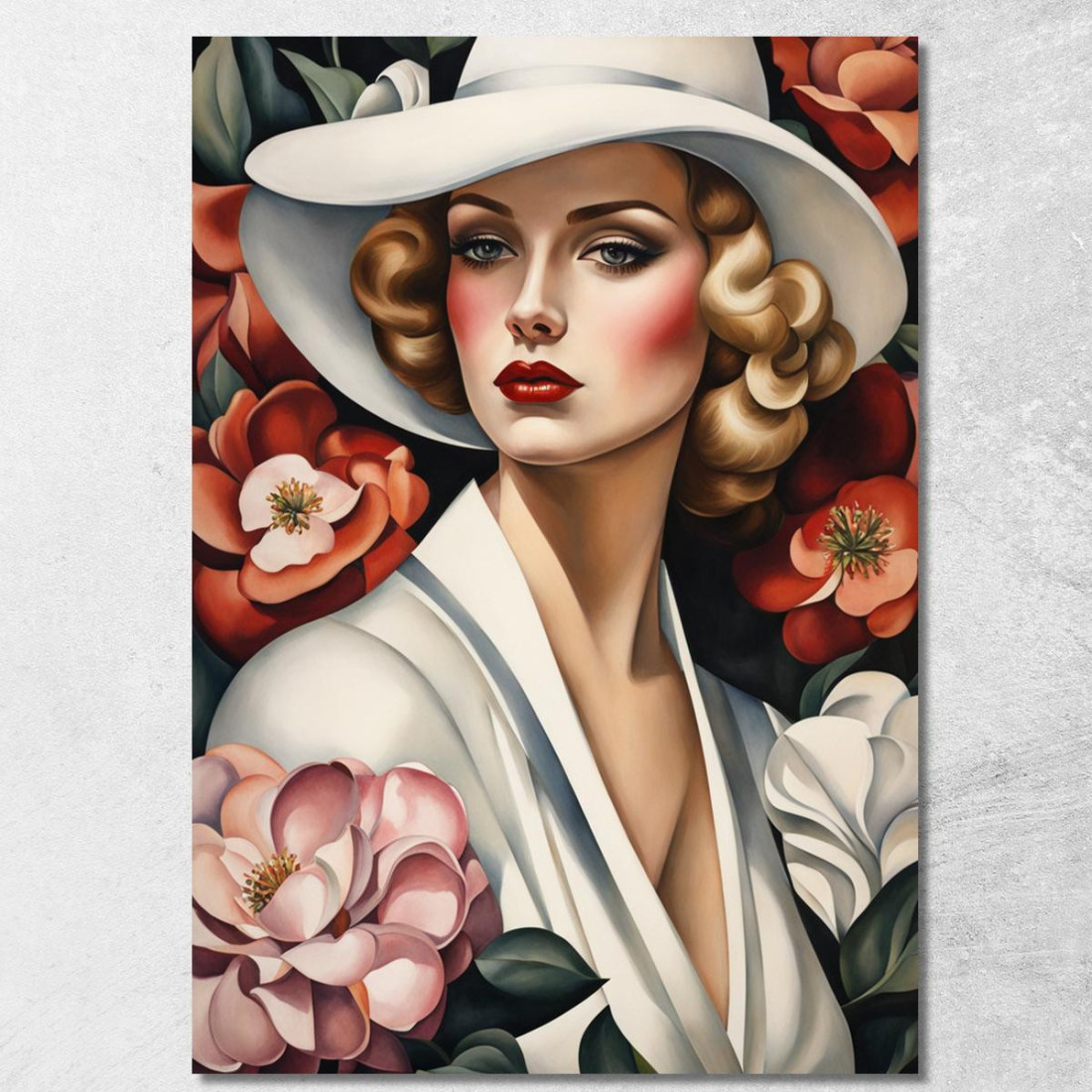 Lady Camelia Stile Tamara de Lempicka ilmt4 quadro stampato su tela Lady Camelia Stile Tamara de Lempicka ilmt4 quadro stampato su tela